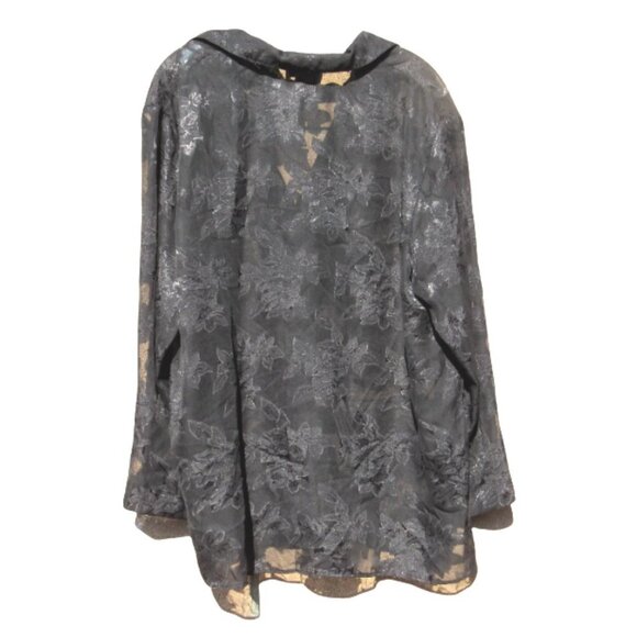 Vtg Over Blouse 1X Shear Long Sleeve Dressy One Button Cover Up 1980s Cocktail - Picture 2 of 10